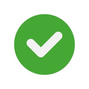 A green circle with a white tick in the middle 