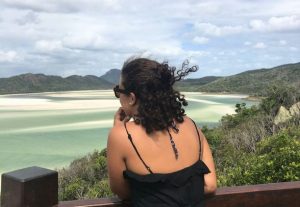 Girls looking at the Whitsundays in Australia.