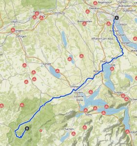 Route von Zürich - Luzern - Entlebuch mit Komoot