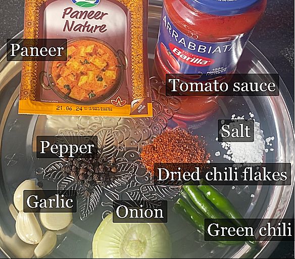Ingredients of paneer butter masala