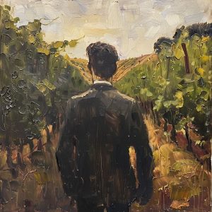 Man walking in a Swiss Wineyard