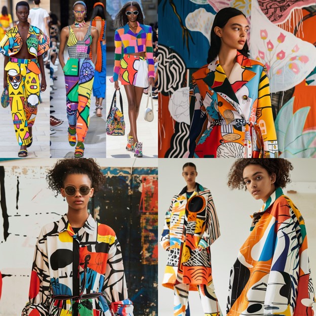 Immerse yourself in the vibrant world of graphic prints, where fashion meets art in a dazzling display of color and pattern. These bold, eye-catching designs feature abstract shapes, vivid colors, and intricate illustrations, transforming garments into wearable masterpieces. Perfect for those looking to make a statement, these pieces celebrate creativity and individuality. From oversized coats to tailored suits, the trend of artistic prints injects a dynamic and playful energy into 2024 fashion, making each outfit a unique canvas of self-expression.