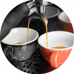 Coffee making with cups and machine